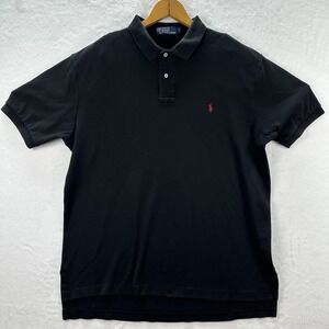Vintage Polo Ralph Lauren Black Shirt Red Pony Logo Size L Made in USA